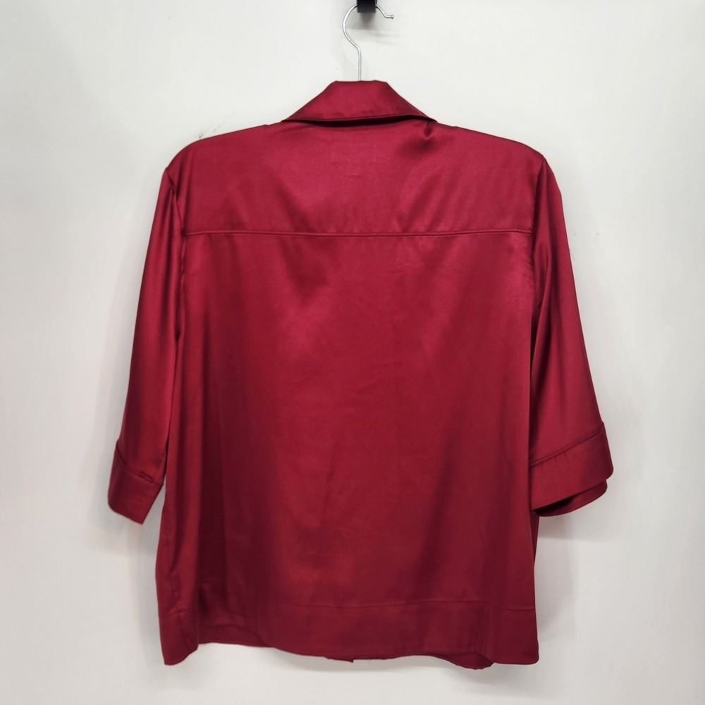NWT Evereve Aly Sangria Satin Boxy Short Sleeve Button Down‎ Blouse Women's S - Picture 10 of 10